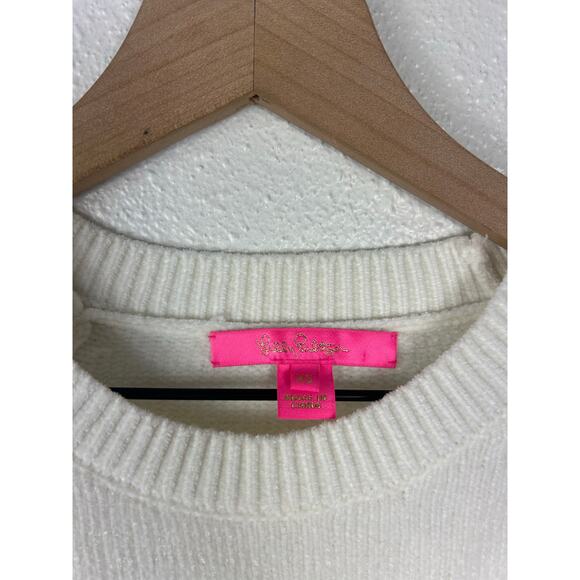 Lilly Pulitzer Praxon Gold Button Chenille Sweater Coconut XS Preppy Coastal - Picture 3 of 8